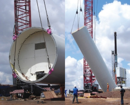 Tower lifting tool for wind turbine tower section installation